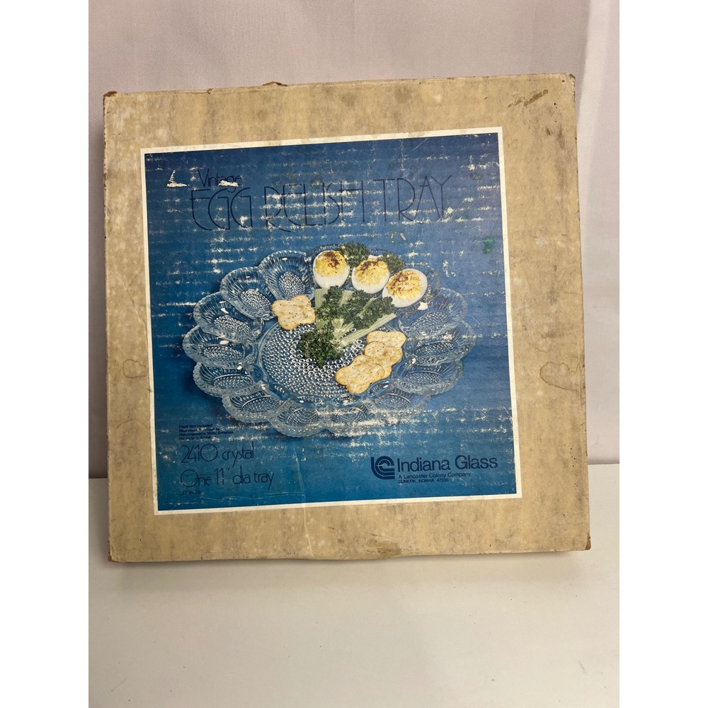 Indiana Glass Vintage 2410 Crystal Egg Relish Tray 11 Inch Deviled Egg Plate